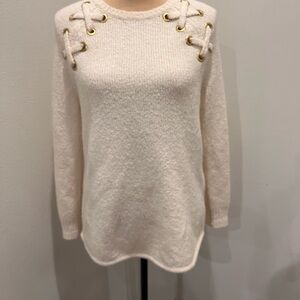 Michael Kors Cream Sweater with Gold Accents.